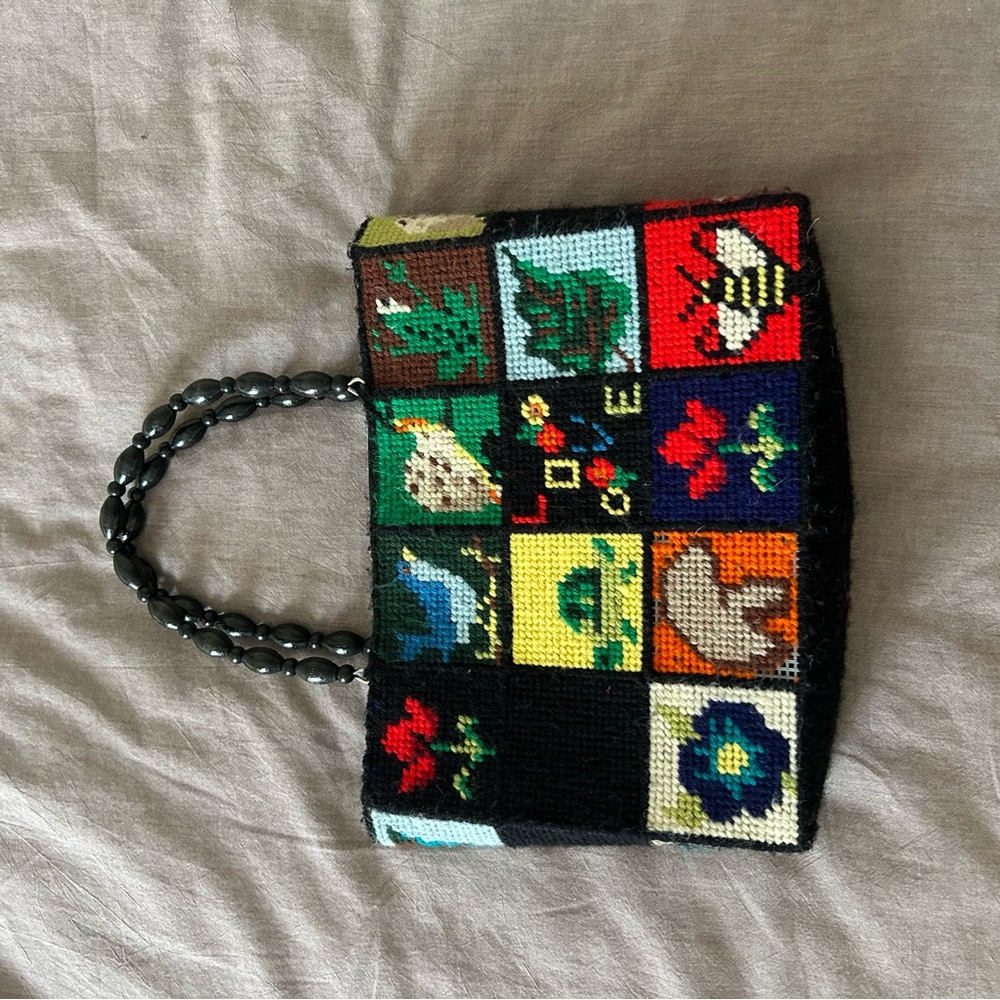 Vintage Needlepoint Patchwork Purse - image 7